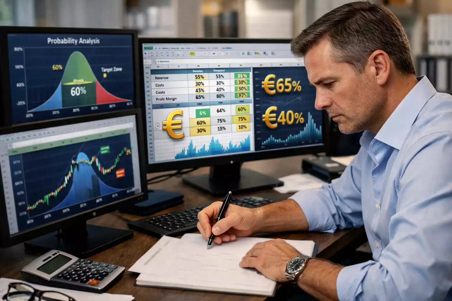 Analyste calculant les probabilités et marges des bookmakers