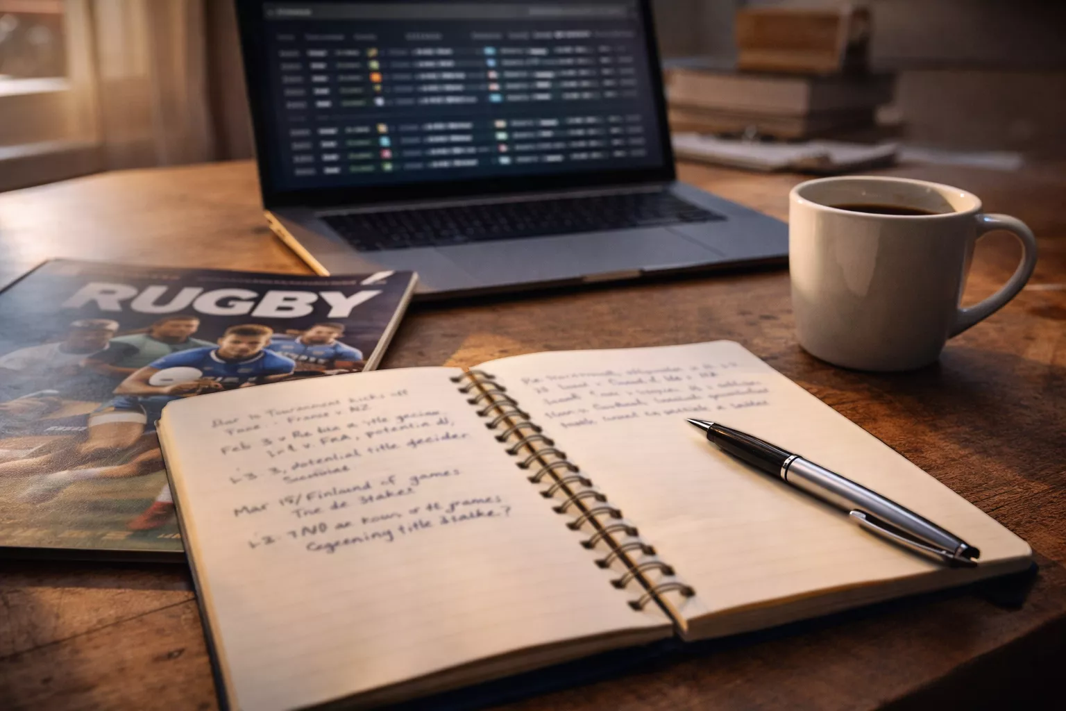 Planning de la saison de rugby Top 14 avec bloc-notes