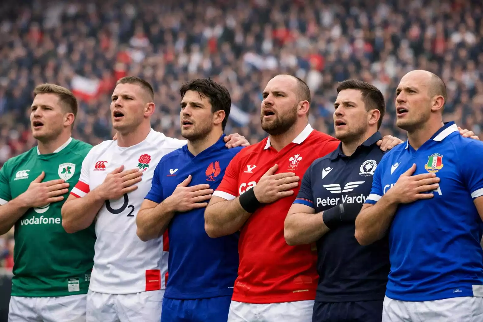 Joueurs de rugby international avant un match du Tournoi des 6 Nations
