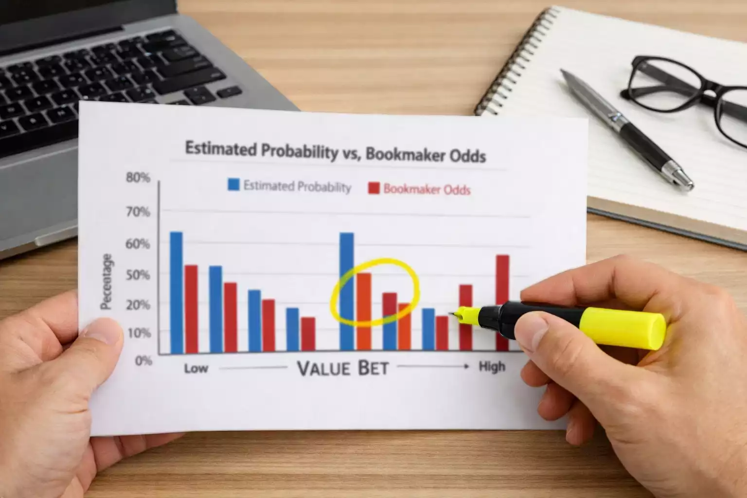 Graphique montrant l'identification d'un value bet rugby